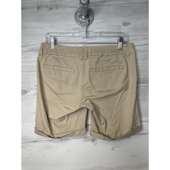 American Eagle Shorts Womens 2 Khaki Bermuda Stretch Chino Casual Pockets Tan - Picture 8 of 15